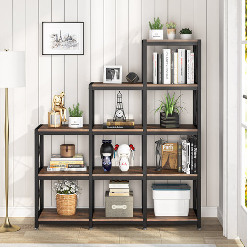Latitude Run® 12 Shelves Bookshelf Industrial Ladder Corner Bookshelf
